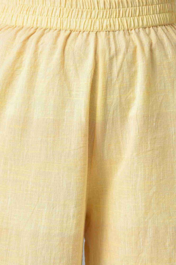 Blue Yarn-dyed Roud Neck kurta with Yellow Pants