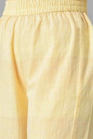 Blue Yarn-dyed Roud Neck kurta with Yellow Pants