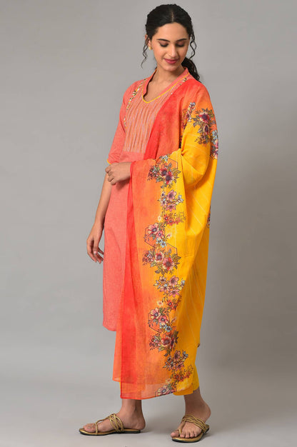 Aurelia Orange kurta-Trouser-Dupatta-