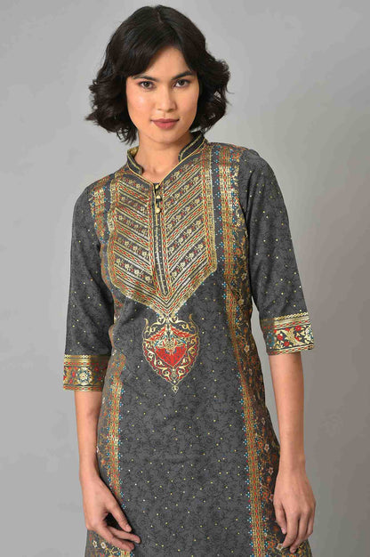 Green Zari Embroidered Winter Kurta and Pants Set