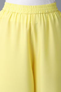 White Printed kurta, Yellow Palazzo and Dupatta Set