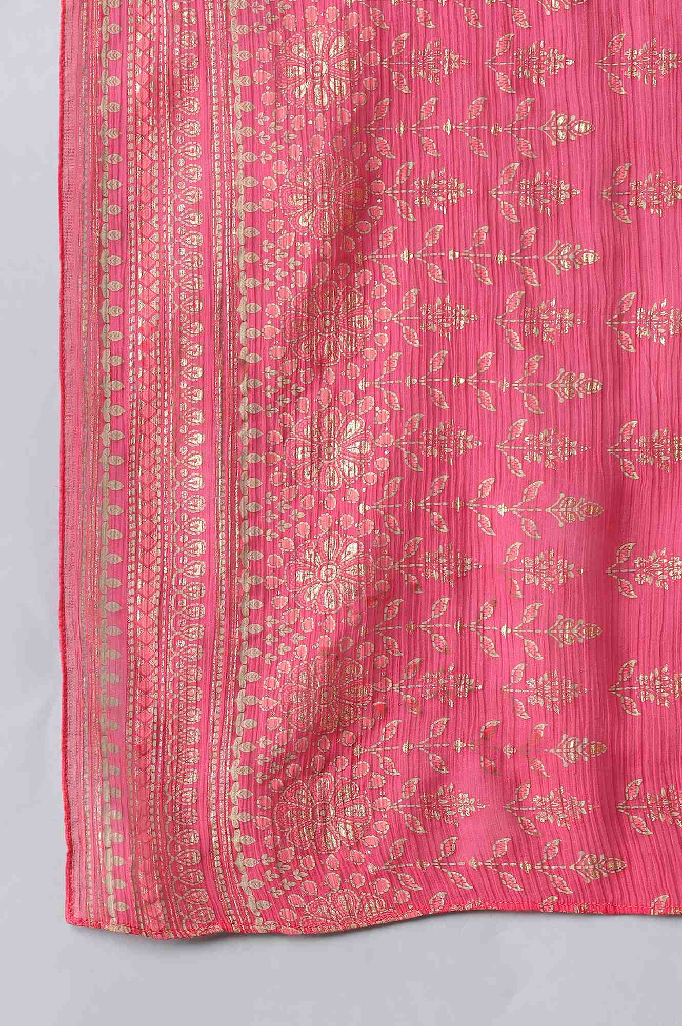 Green Printed kurta Pink Trousers and Dupatta Set