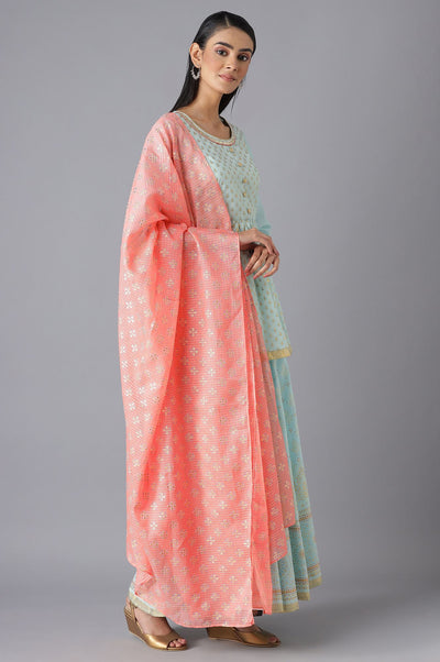 Blue Printed Top Palazzo and Dupatta Set