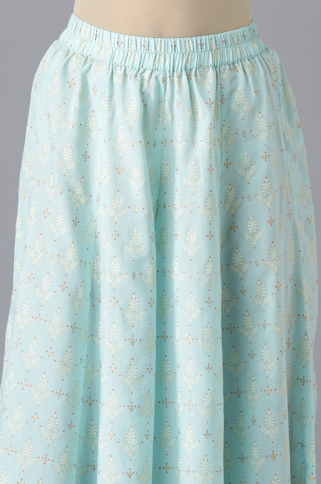 Blue Printed Top Palazzo and Dupatta Set