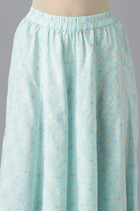 Blue Printed Top Palazzo and Dupatta Set