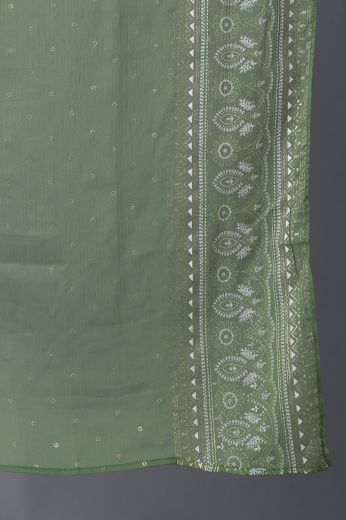 Green Printed kurta, Trousers and Dupatta Set