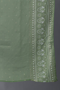 Green Printed kurta, Trousers and Dupatta Set
