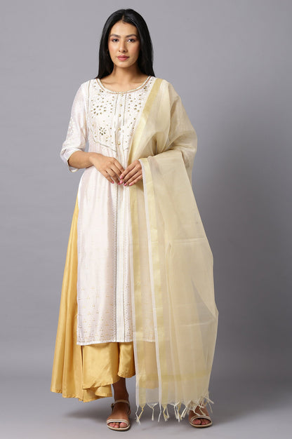 White Gotta Patti kurta and Dupatta Set