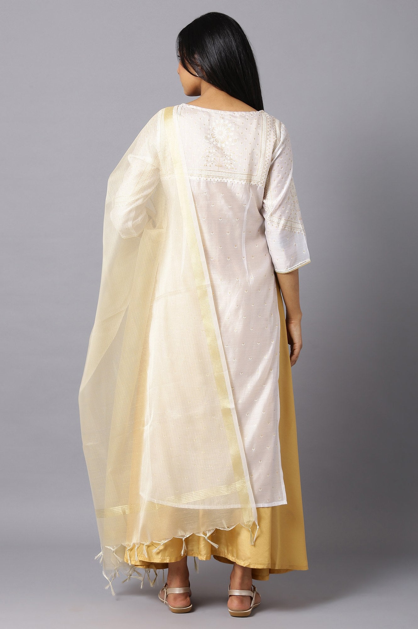 White Gotta Patti kurta and Dupatta Set