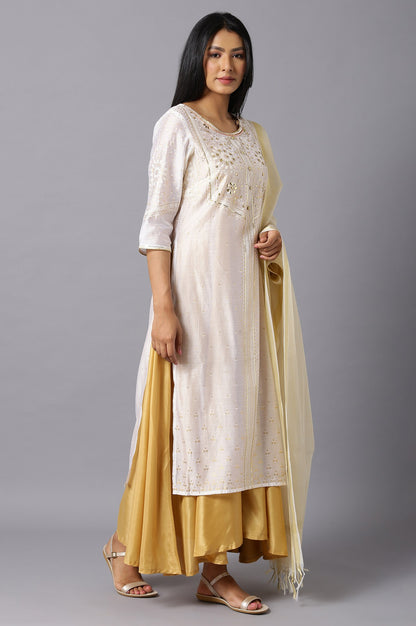 White Gotta Patti kurta and Dupatta Set