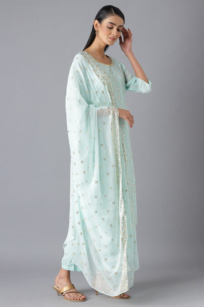 Pastel Blue kurta Palazzo and Dupatta Set