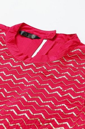 Dark Blue A-line Floral Printed Gillet with Embroidered Inner kurta