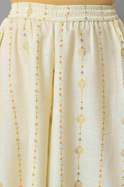 Aurelia Cream Gold kurta-Semi Flare Palazzo-Dupatta-