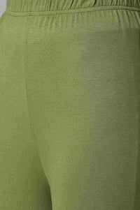 Yellow Floral Printed kurta with Green Tights and Dupatta