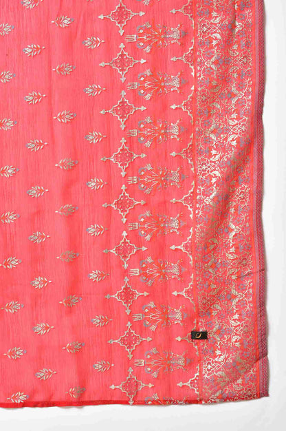 LIVA Blue A-line Embellished Kurta with Red Trousers and Dupatta