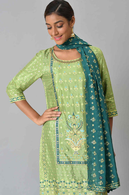 LIVA Green Foil Printed kurta with Sharara and Dupatta