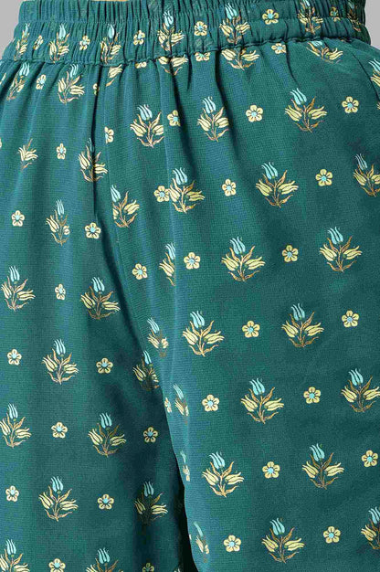 LIVA Green Foil Printed kurta with Sharara and Dupatta