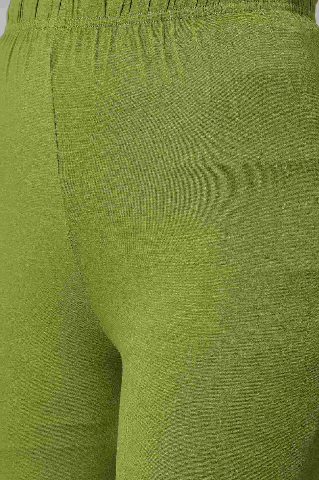 LIVA White Floral Printed Flared kurta with Green Tights and Dupatta