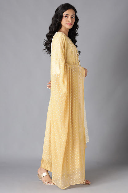 White Printed kurta, Palazzo and Dupatta Set