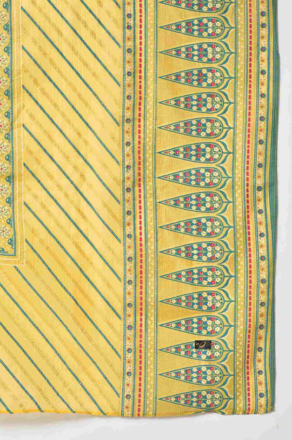 Yellow Embroidered kurta with Green Printed Skirt and Yellow Dupatta