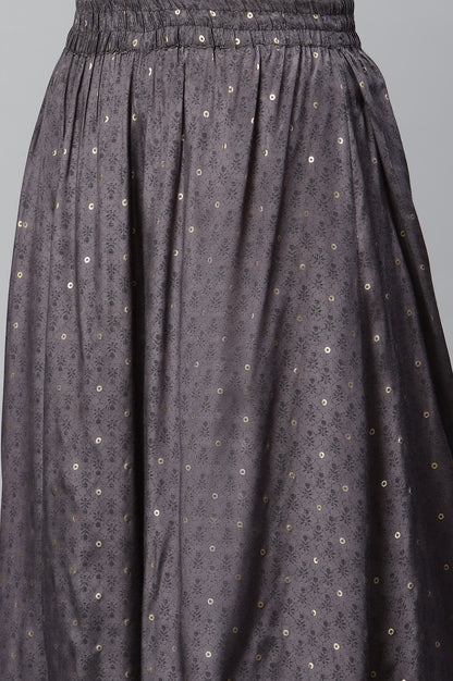 Grey Placement Printed kurta with Culottes and Dupatta