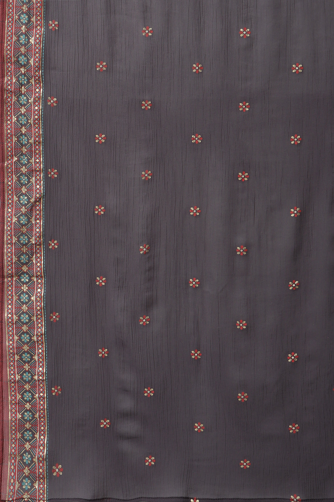 Grey Placement Printed kurta with Culottes and Dupatta