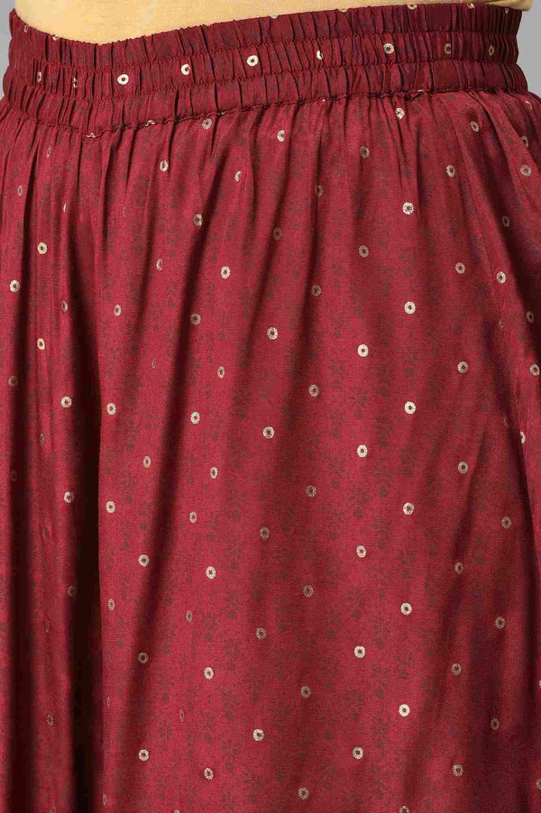 LIVA White Embroidered kurta with Red Culottes and Dupatta