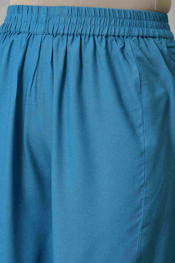 LIVA Black Zari Embroidered kurta with Blue Straight Palazzo and Dupatta Set