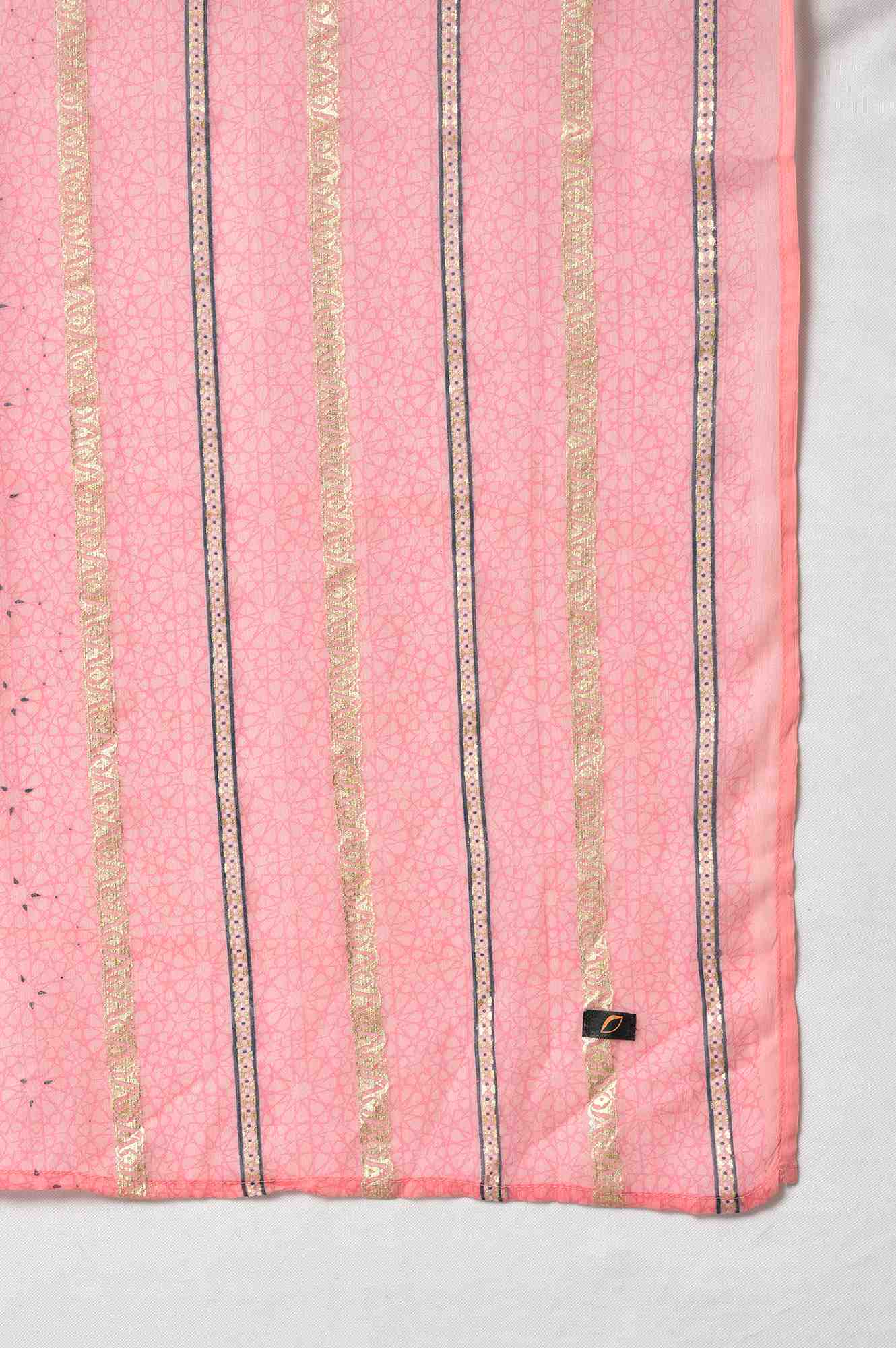 LIVA Pink Printed kurta with Blue Trousers and Pink Dupatta