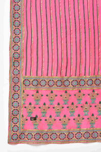 Green Zari Embroidered Kurta With Pink Trousers And Dupatta