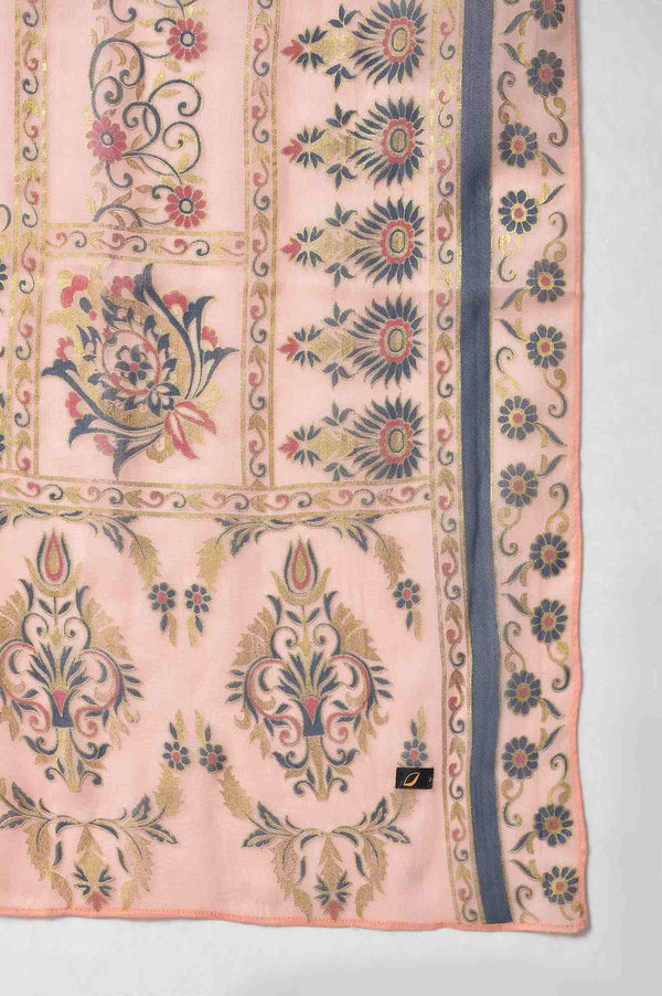 Blue Embroidered Short kurta with Dhoti Pants and Peach Dupatta