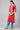 Red Embroidered Kurta With Blue Straight Palazzo And Dupatta