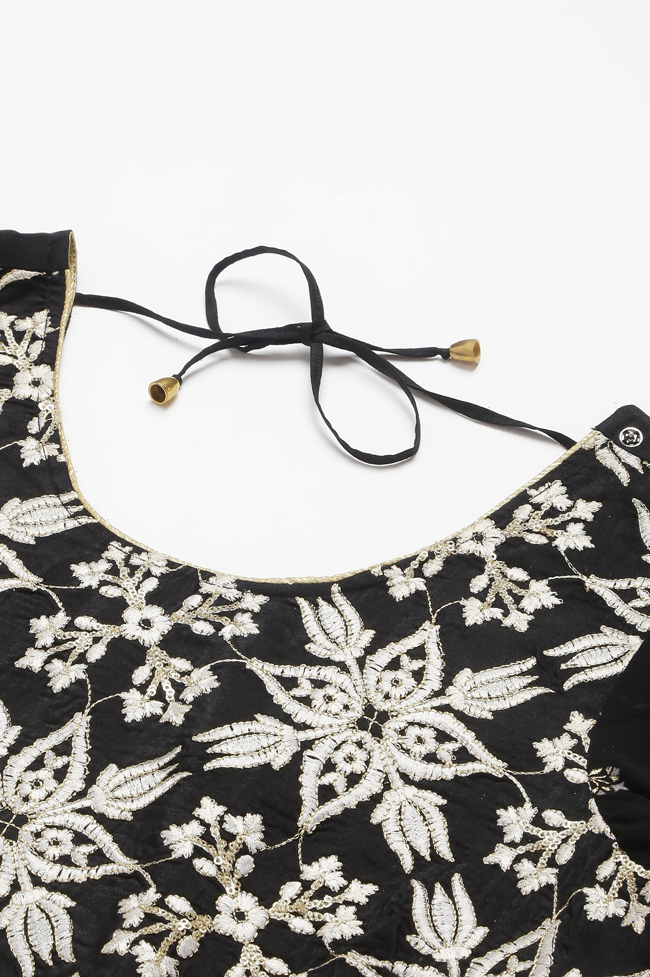 Black Embroidered Top With Semi Flared Palazzo And Dupatta