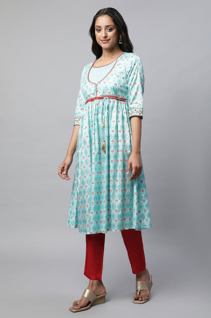 Blue Floral Printed kurta Set