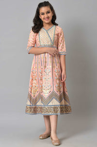 Girls Pink Poly Shantung Flared Dress