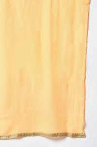 Girls Beige Floral Peplum Top With Skirt And Orange Dupatta