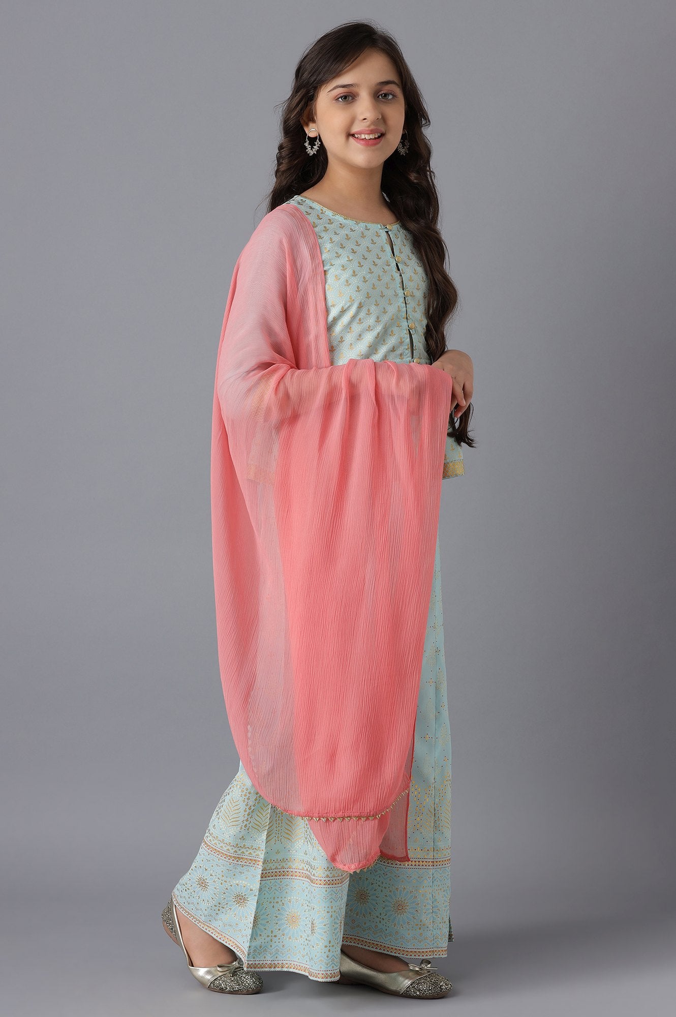 Blue Short kurta and Palazzo Girls Set