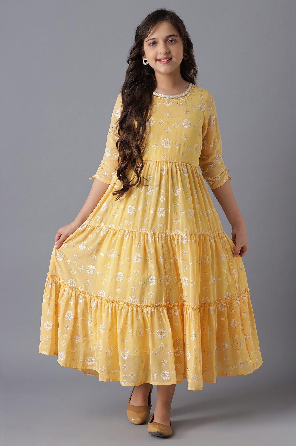 Mango Yellow Girls Dress - 4-5