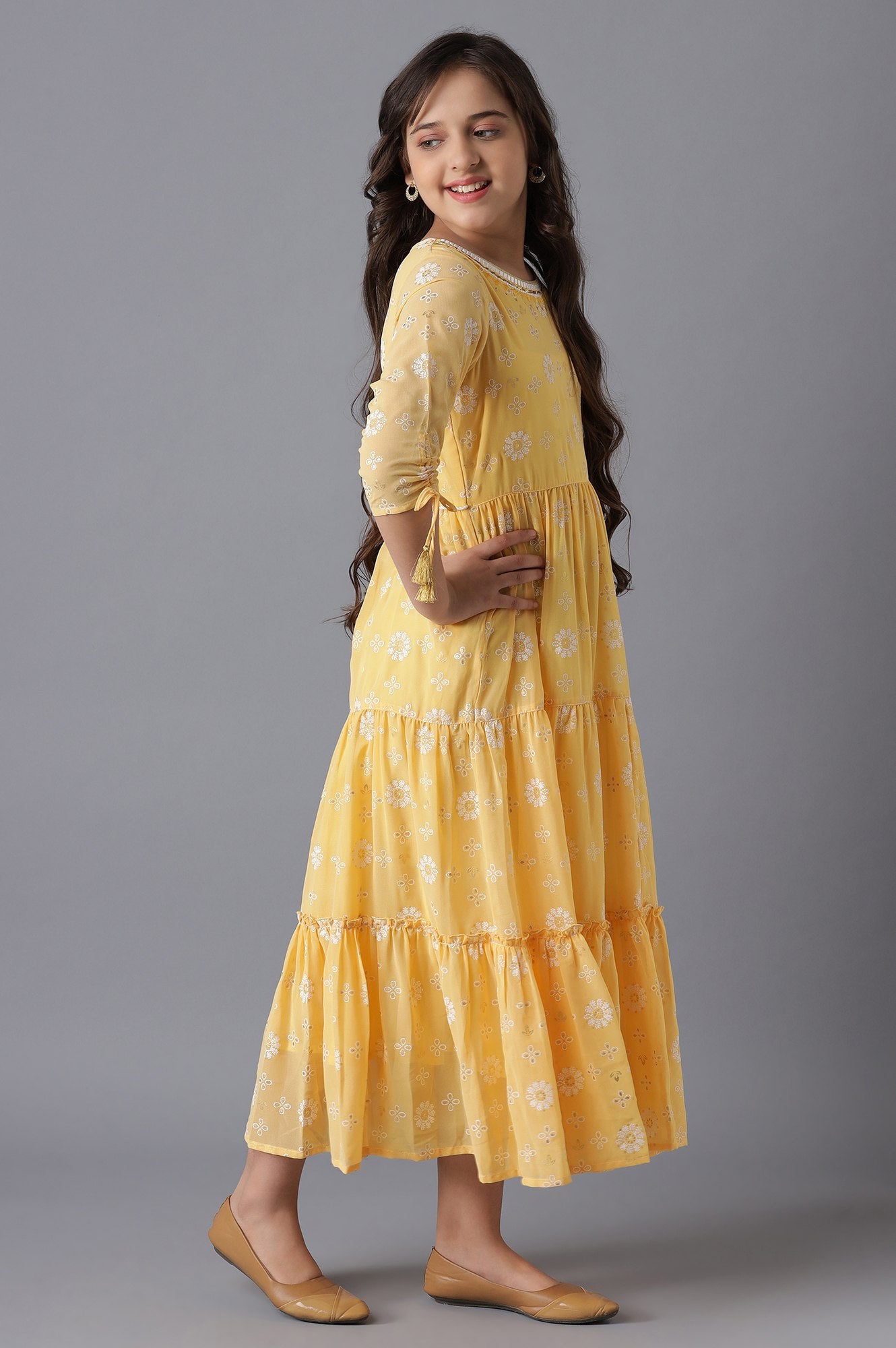 Mango Yellow Girls Dress