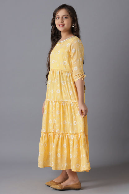 Mango Yellow Girls Dress