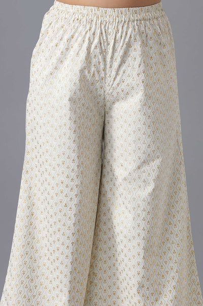 White Top and Flared Palazzo Girls Set