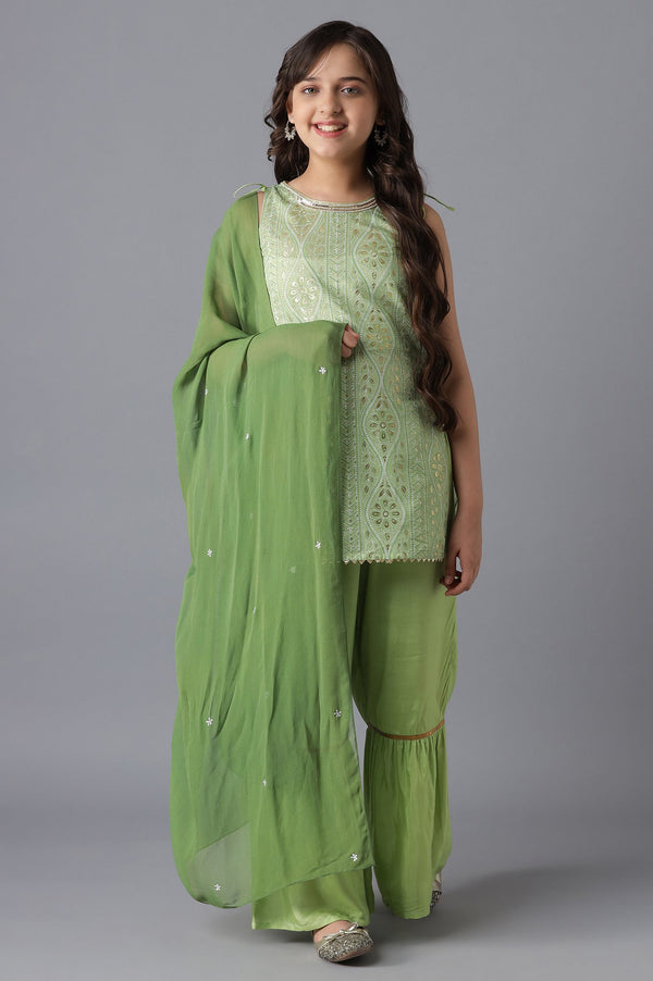 Grass Green kurta and Sharara Girls Set
