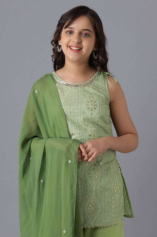 Grass Green kurta and Sharara Girls Set
