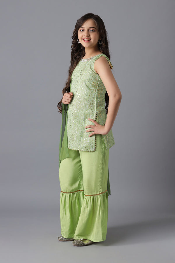 Grass Green kurta and Sharara Girls Set
