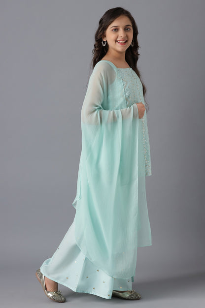 Pastel Blue kurta and Palazzo Girls Set