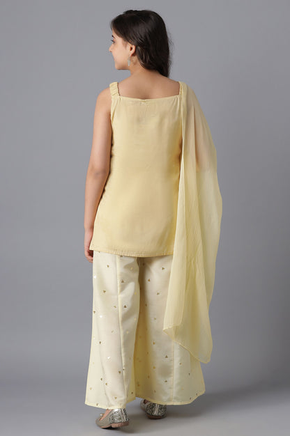 Pastel Yellow kurta and Palazzo Girls Set