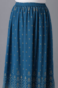White Top and Blue Skirt Girls Set