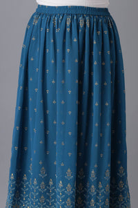 White Top and Blue Skirt Girls Set