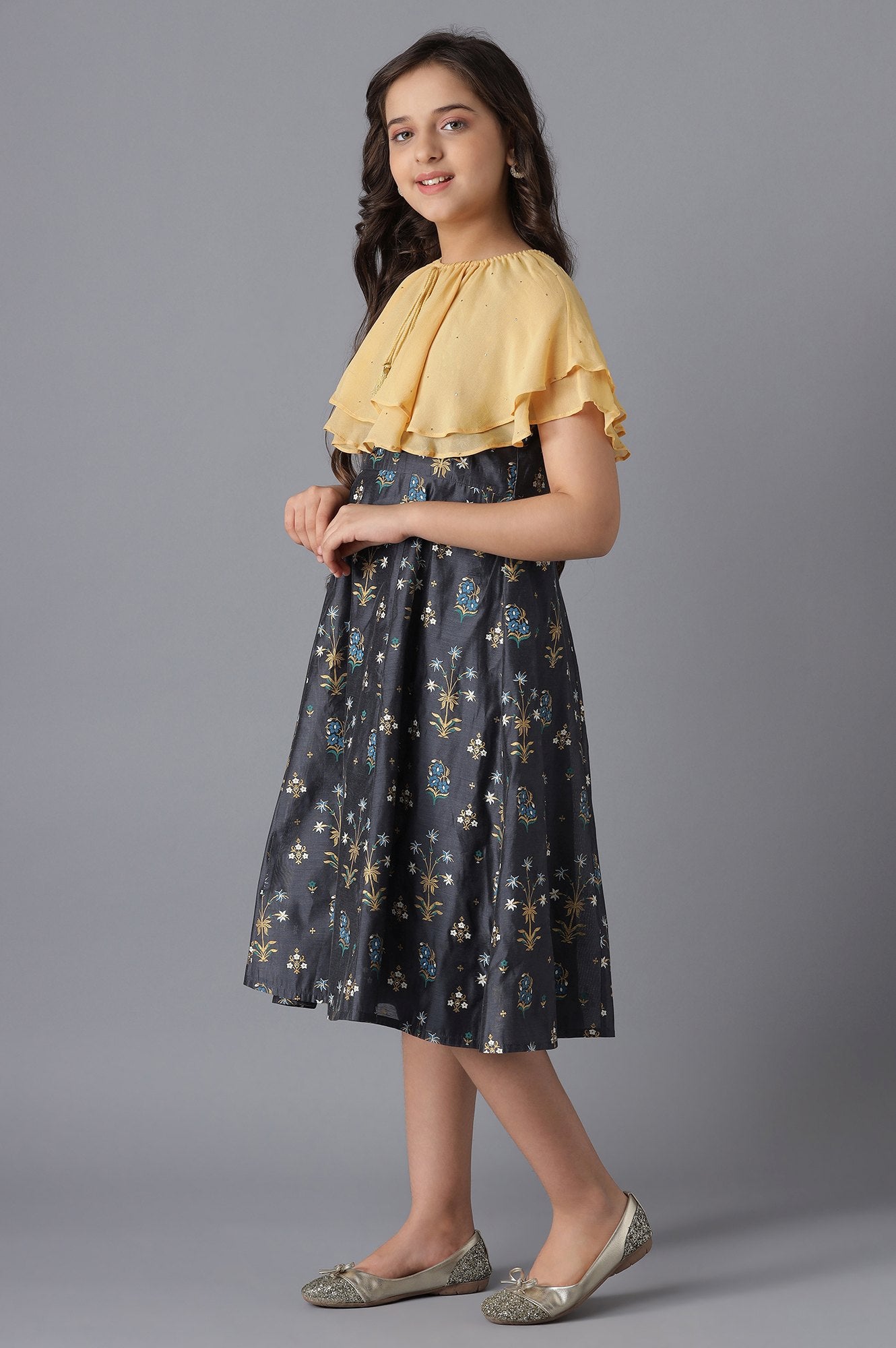 Buy Yellow Poncho and Grey Dress Girls Set Online for Woman Shop for Aurelia