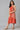 Girls Beige Gillet With Red Printed Dress Set